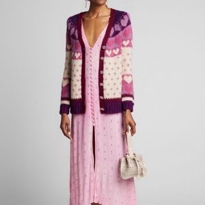 LoveShackFancy Deena Cardigan Sweater in Prune Size M